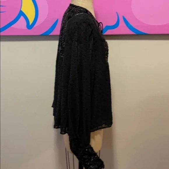 Zara Black Cut Velvet Sequin Baby Doll Top Jacket NWT